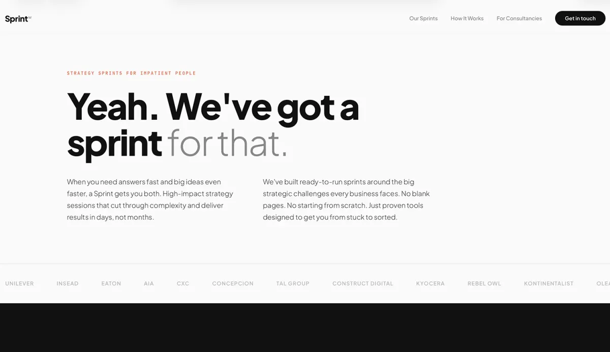 Sprint Works landing page